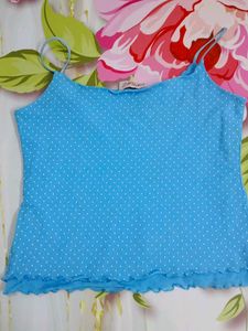 (1100)Blue Polka Dot Tank Top