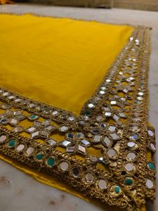 Yellow Mirror Work Saree