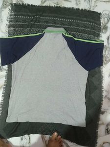 Gray &amp; Navy Raglan Sleeve Polo