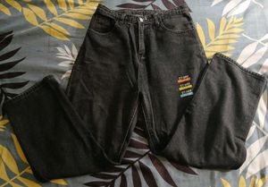 High Waist Charcoal Woman Jeans