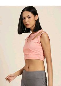 Peach Cutout Sports Bra With 50% Offer