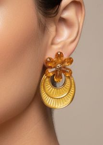 Golden Stone Statement Earrings