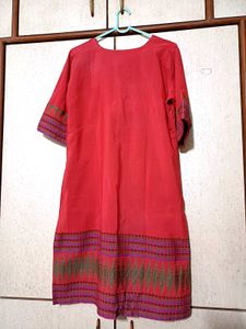 Red Cotton Silk Kurta