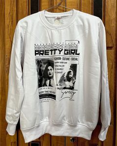 Pretty Girl Graphic White Sweatshirt