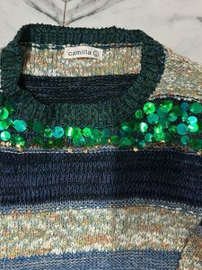 Striped Embellished Sweater