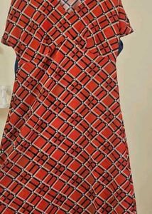 Red &amp; Navy Patterned Dress