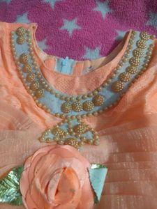 Peach Dress with Lace &amp; Flower