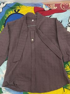 Elegant Checkered Brown Top