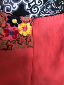Pink Embroidered Belled Sleeves Top