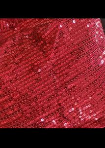 Premium Red Sequin Saree+Stiched Blouse+Peticot