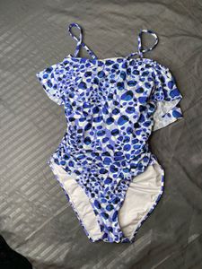 Stylish Blue Animal Print Swimsuit