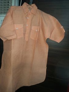 Peach Linen Short Sleeve Shirt