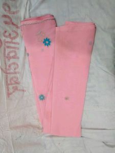 Pink Saree With Sky-blue Flower