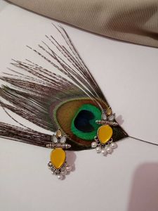 Golden Bloom: Ethnic Leaf Earrings with Pearl