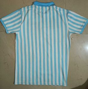 Zara Striped sky-blue Polo T-Shirt