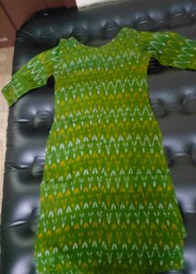 Ikat Print Botique Stitched Kurta With Pintuck Yok