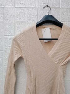 New With Tag Korean Chic Wrap Knit Top
