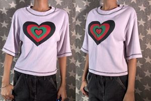 Knitted Heart Print Top