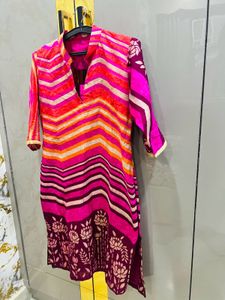 Colorful Patterned Silk Tunic Kurta Set