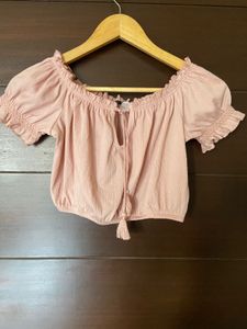 Dusty Pink Colour Off Shoulder Top(S)