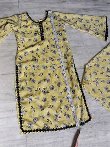 Floral  circular plazo with Pakistani sleeve