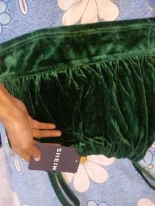 Green Velvet Crop Top