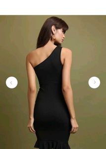 Asymmetrical Shoulder Black Dress