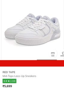 Red Tape White Mid-Top Sneakers
