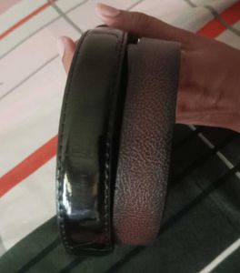 Glossy Black &amp; Textured Brownish Belt