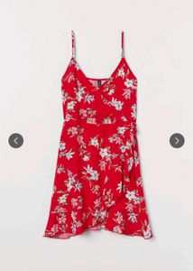 Red Floral Wrap Dress