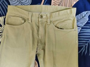 Beige Straight Mid Rise Jeans