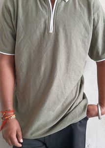Men’s Olive Zipper Polo TShirt– Premium Collection