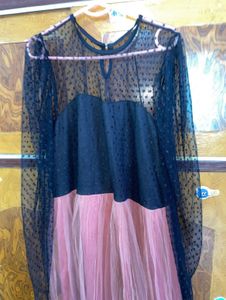 Athena Light Pink And Black Color Blocked Dress XL