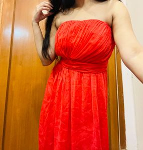 Coral Strapless Mini Dress