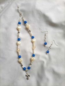 Unique &#34;Wavy Fairycore&#34;Choker With Earrings 🌊💙✨