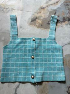 Cute Blue & White Checkered Top