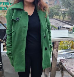 Green woollen overcoat