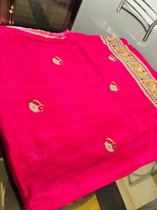 Elegant Pink Embroidered Saree
