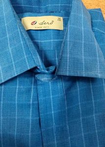 Branded New Men&#39;s Blue Checkered Pure Cotton Shirt