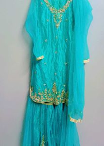 Teal Embroidered Kurta Set