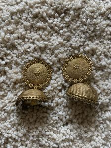 Gold Jhumka Earrings