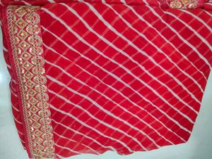 Red Leheriya Saree❤️