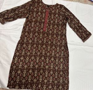 Printed Brown Kurta Set