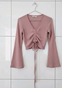 Dusty Rose Ruched Crop Top