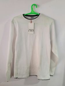 White Zara Full Sleeve  Popcorn Tshirt