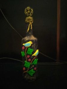 Handcrafted Bird &amp; Vine Bottle