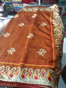 Elegant Embroidered silk Saree