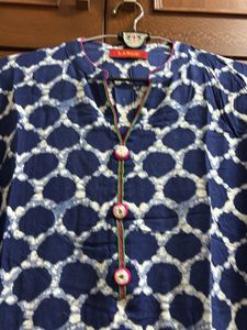 Indigo Kurta With Mirror Work