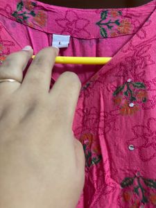 Pink Yoke Worked Anarkali Kurta