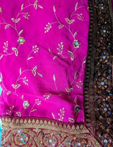 Pink Embroidered Saree
